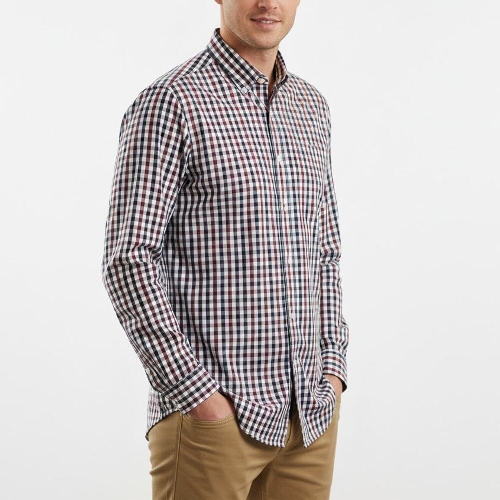 J. Crew Thompson 80's 2 Ply Red Blue Plaid Long Sleeve Button Down Shirt Medium